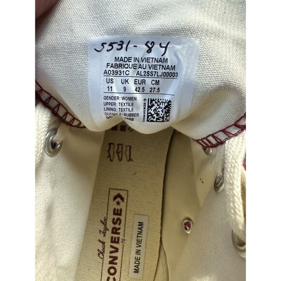 Size 11 - Converse Chuck Taylor All Star High Embroidered Hearts - Cherry... - Picture 10 of 11